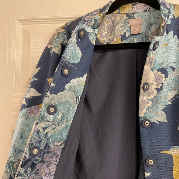 Chico’s Blue Floral Embroidered Jacket - Picture 6 of 12